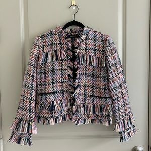 Halogen Raw Edge Tweed Jacket